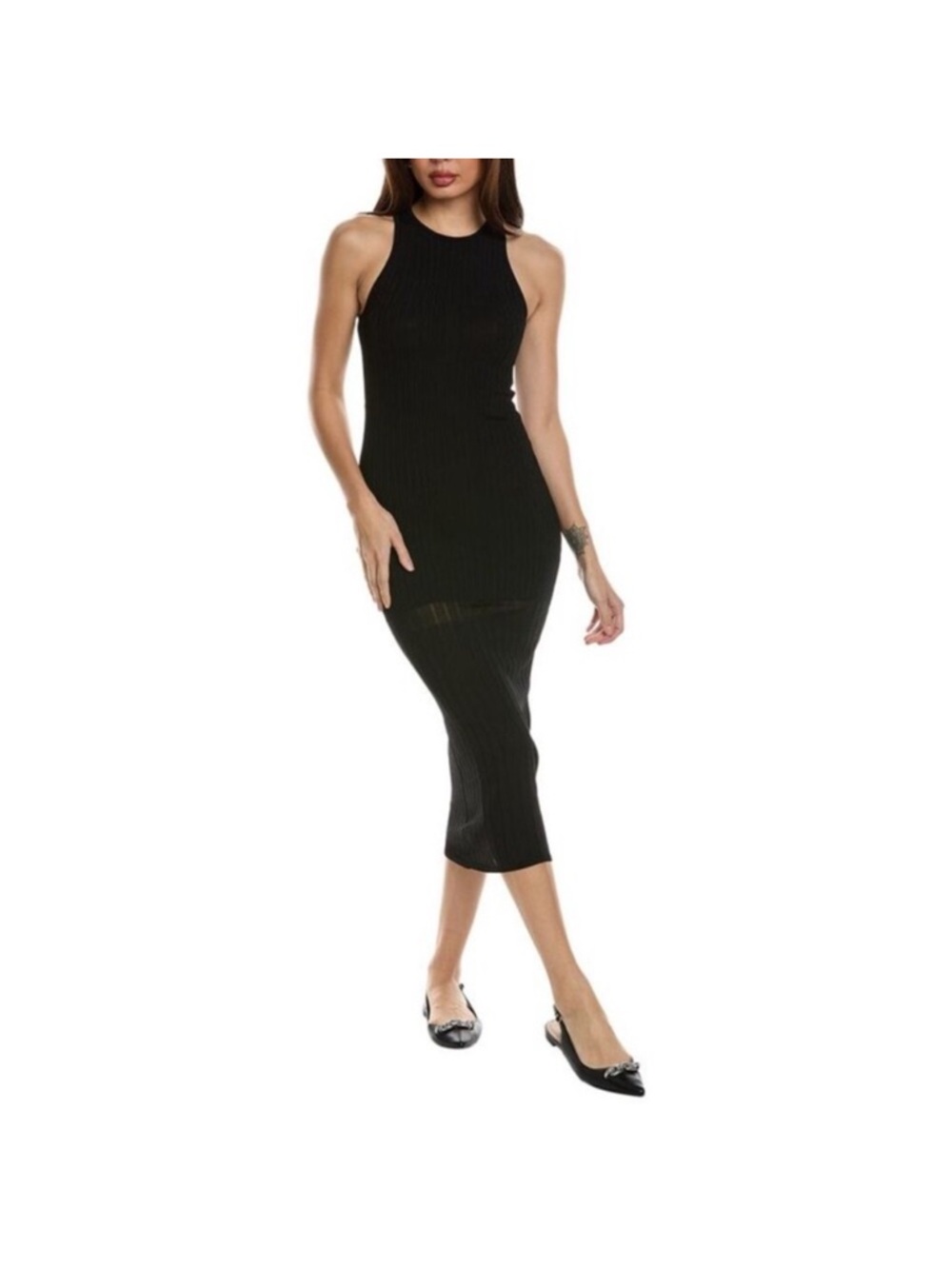 NWT Solid&Striped xSofia Richie Grainge Varena Dress Noir Ribbed Midi Bodycon XL